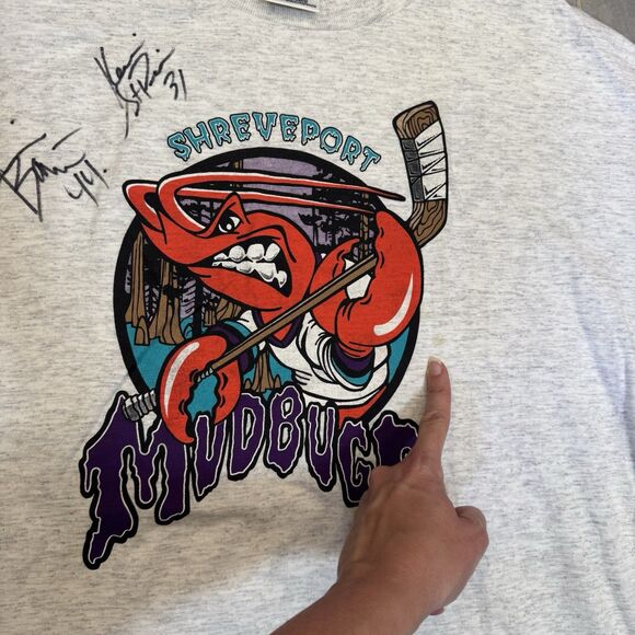 Vintage Shreveport Mudbugs Signed Single Stitch T-Shirt 1997– 98 WPHL – XL - Picture 4 of 8